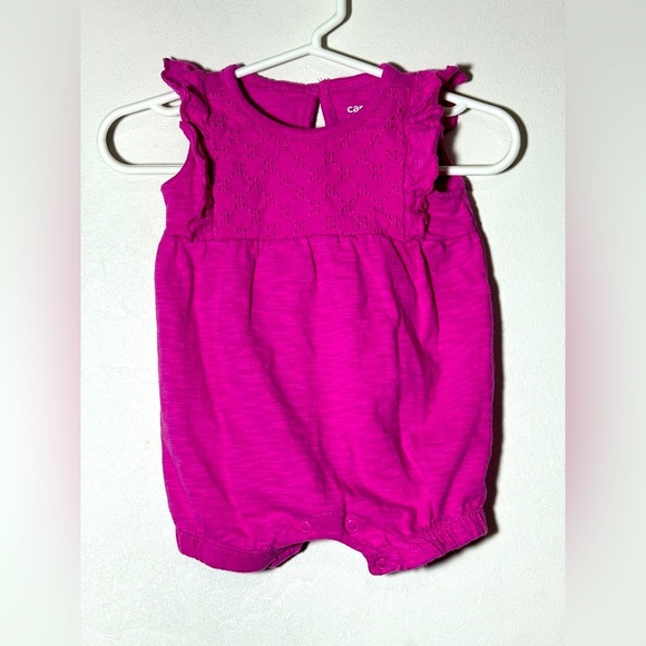 Carter's Pink Baby Romper with Eyelet Detail on top size 3 months - Picture 1 of 6